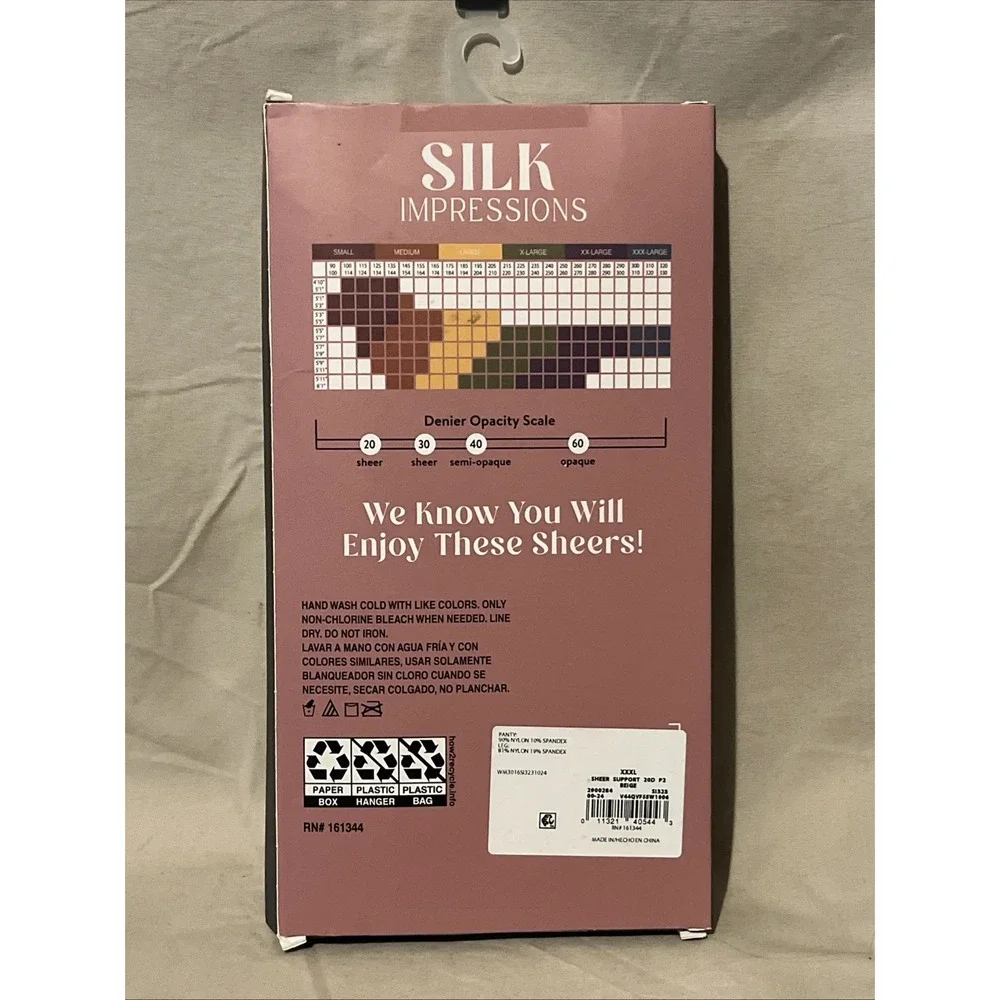 Silk‎ Impressions Pantyhose 2 Pack XXXL Beige 30 Denier Medium Support Sheer